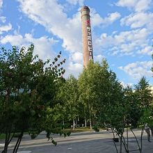 テラスから見える煙突