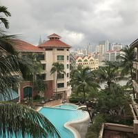 部屋からプールの眺望。 向こう側にRead Bridge。