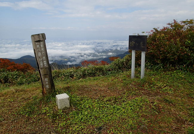若いブナ林の間を歩き、尾根道を登り詰めたところが、 槍ヶ先