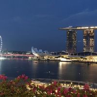 夜の眺め。マリーナベイサンズのレーザーショー休止期間でした。
