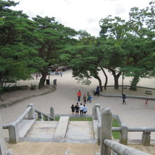 門から下を眺めました