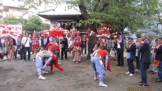 「牛込獅子舞」は「驚神社」の秋の例大祭に奉納されますが、前日には「神明社」でも奉納されます。