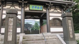 鉄筋コンクリート造りですが、伝統的建築様式を模した山門が目印です。