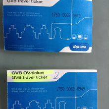 トラム,メトロ,バス共通のチケット。子供はマーカーの印付き