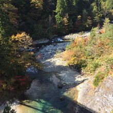 エメラルドグリーンの川の水です。