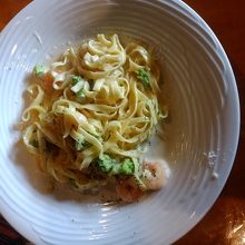 エビのパスタです。