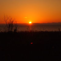 近くの海岸からの夕陽