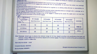 手荷物預かりの料金表