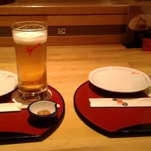 生ビールとにがうりジュース