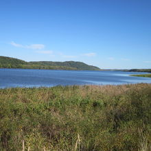 道路沿いから眺めた塘路湖の景観