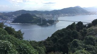 関門海峡と関門橋を見下ろす展望
