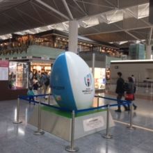 案内所裏手にはWカップラグビーの巨大なラガーボールが飾ってあ