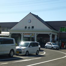 駅正面、広場を挟んで向かいに市電乗場がある