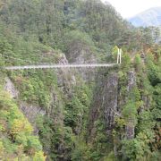 かつてのダム管理用吊り橋は、スタッフの努力で観光用吊り橋として開放されています