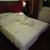 ビジネスホテルなので室内は狭い。