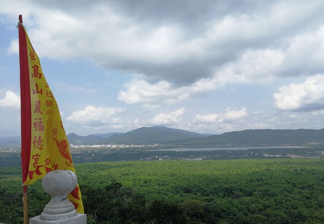 午後に山と湖の眺め