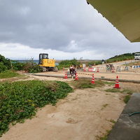 ペンション前は、工事中