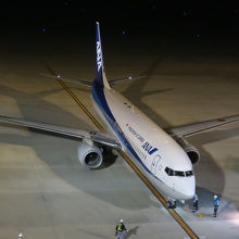 神戸空港に到着したANA機