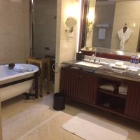 バスタブ前にはテレビが埋め込まれていました