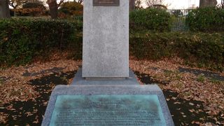 野毛山公園の紅葉に映える近代水道のヘンリー像