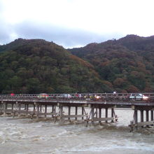 台風通過直後は豪流の桂川