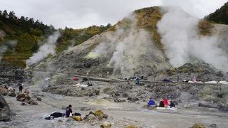 玉川温泉の名物、岩盤浴をする一帯