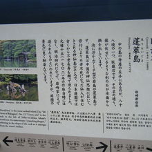 六義園 蓬莱島案内板