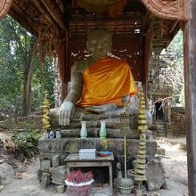 お参りの形跡がある石仏。