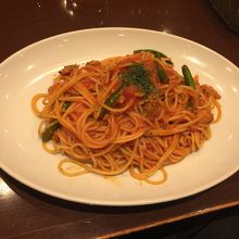 あさりとインゲンのトマトソーススパゲッティ