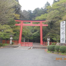 大きな鳥居と立派な石碑