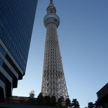 押上・東京スカイツリー駅から上がって来た所から見えるツリー