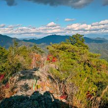 雲の影に入ったのが明神山