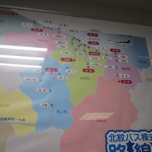 紋別ターミナル内に掲示されていた路線図の様子