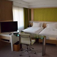 ワーキングデスクの向こうがベッドスペース、手前はリビング。