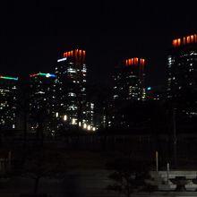 夜は灯りがビルに燈ります。