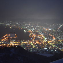 雲の合間から見えた函館の夜景