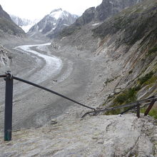 氷河に行く途中で遭遇した岩場の鉄梯子