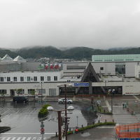 客室の窓からJR北見駅が見えました