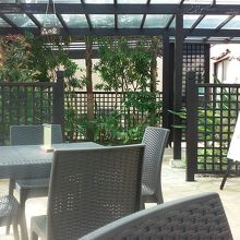 温泉内のカフェ。　