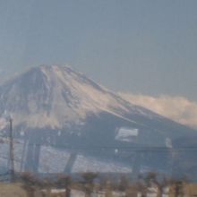 車中より冠雪の富士山撮影