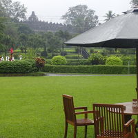 食事をしながら遺跡が見えます