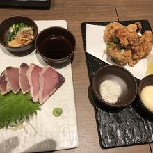 ぶりタタキと唐揚げ