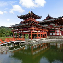 鳳凰堂は手前の翼廊から中堂へ入ります