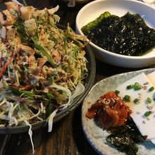 サラダと韓国のりと豆腐
