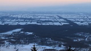 夕陽に染まる十勝平野