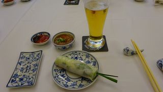 高級レストランだけど，冷えた生ビールが美味しかった！