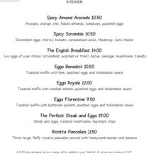 Weekend Brunch Menu