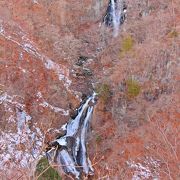 足元注意！/厳冬期の霧降滝