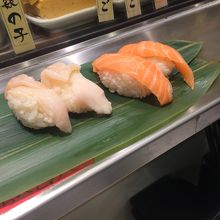 ツブ貝、サーモン