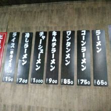 メニューです。